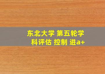 东北大学 第五轮学科评估 控制 进a+